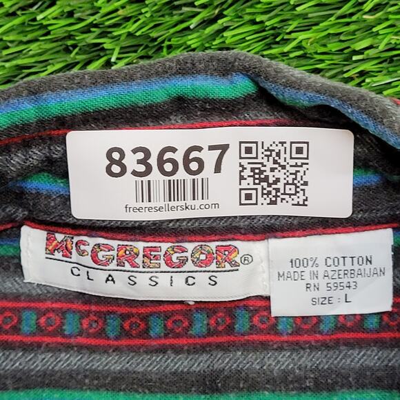 Vintage Y2K McGregor Button Shirt Large 23x30 Striped - Picture 8 of 10
